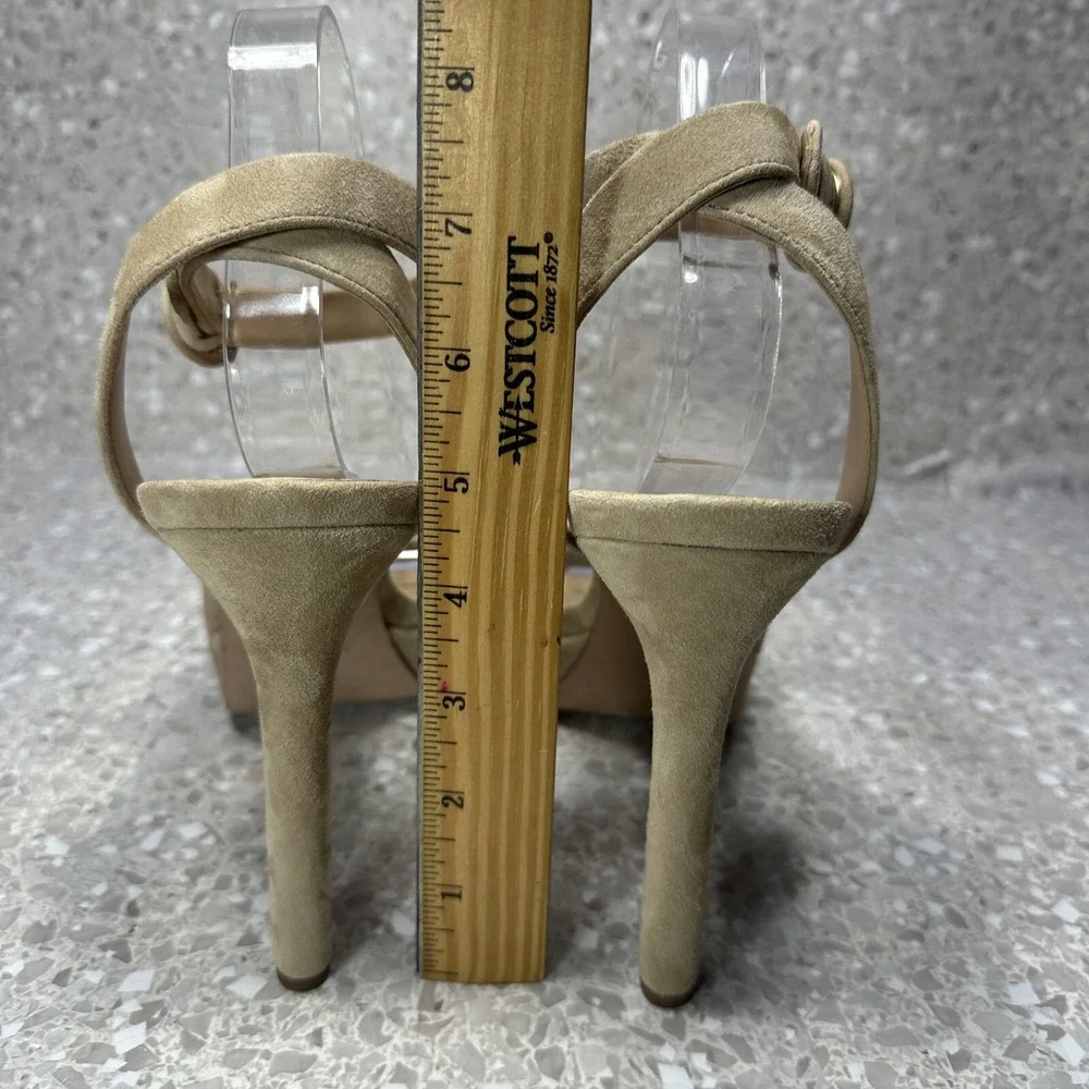 Veronica Beard Darcelle Platform Sandals 10.5 Nude Suede Leather Ankle Strap